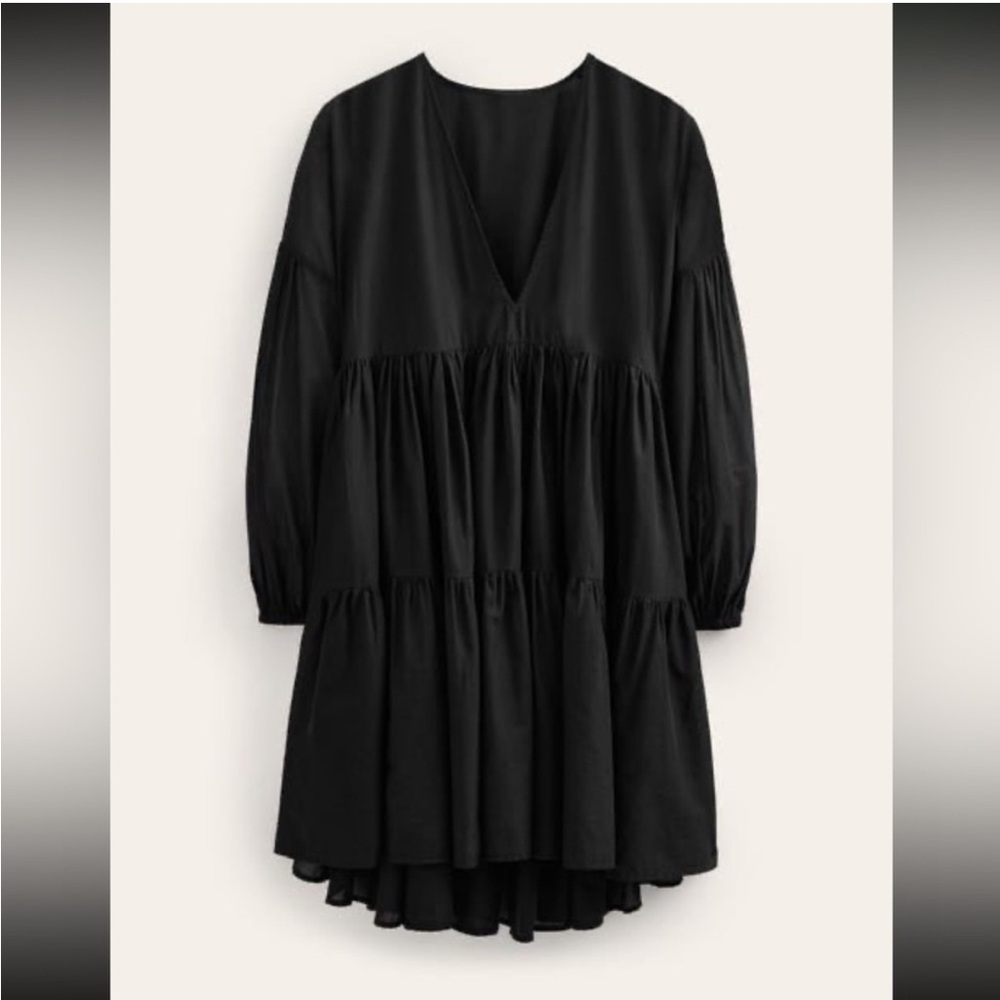 Boden Relaxed Tiered Beach Dress in Black US 8R